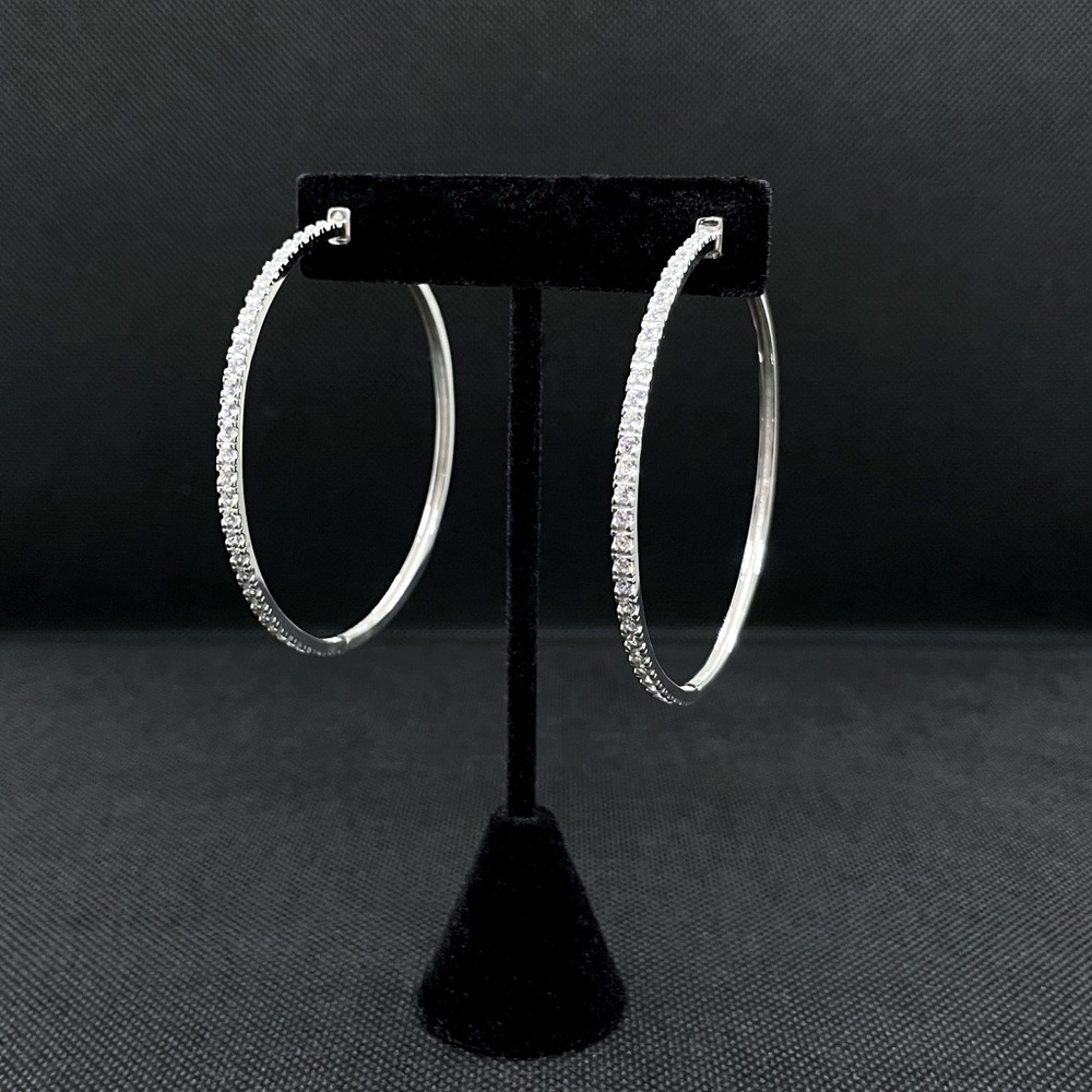 Sterling Silver CZ Hoop Earrings